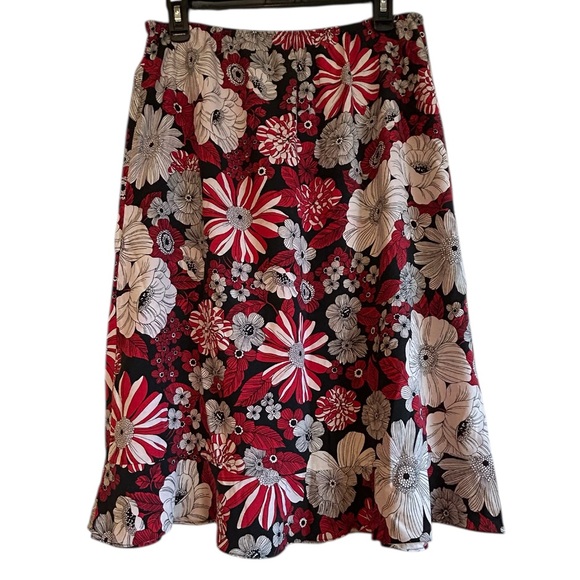 100% Silk Floral Y2K Midi A-Line Skirt Size M - Picture 2 of 8